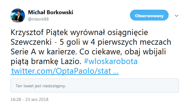 Piątek golem z Lazio wyrównał osiągnięcie LEGENDY